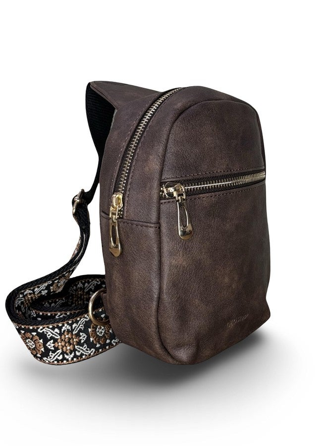 GLOSSY Designer Crossbody Chest Bag For Women | 3 Zip Compartments | Adjustable Strap | travel | Gift | Office | Casual Use (Brown) - Image 5